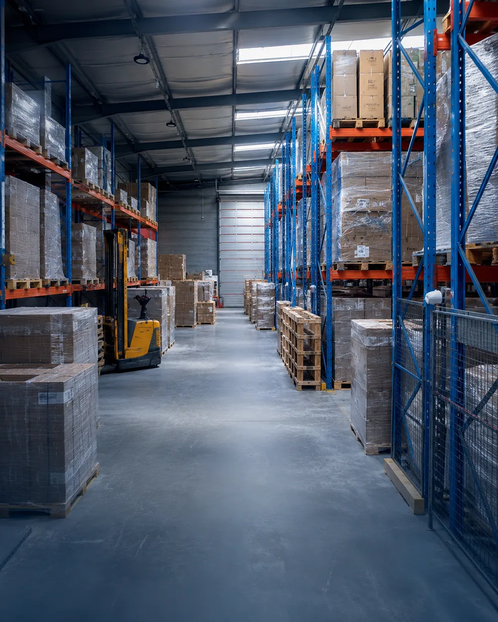Allée logistique adaptée à la manutention des palettes