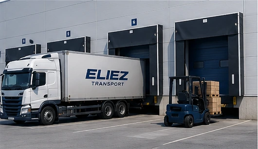 Illustration d’un quai de chargement avec camion et équipement de manutention